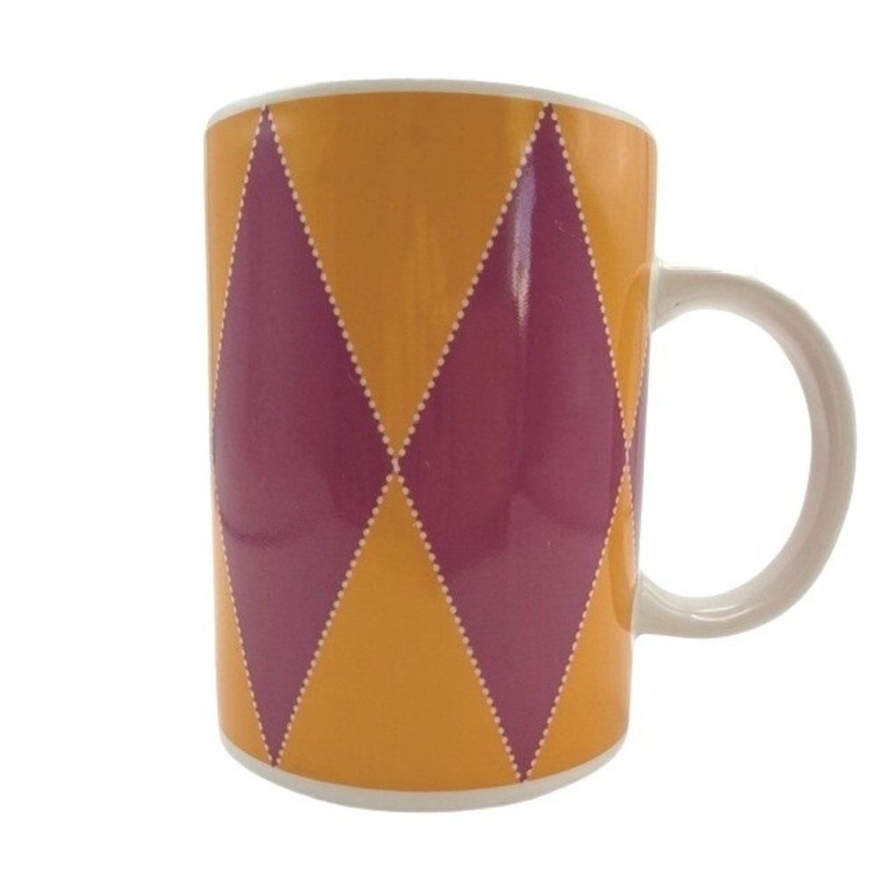 Starbucks Vintage 2004 Harlequin Argyle Jumbo Mug‎ Purple Marigold 18oz New